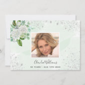 誕生日の緑のフローラ写真サンキューカード サンキューカード (裏面)