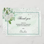 誕生日の緑のフローラ写真サンキューカード サンキューカード (正面/裏面)