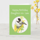 誕生日の義理の娘の《鳥》アメリカゴガラのヒマワリの鳥 カード (黄色い花)