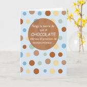 誕生日の老化のスペイン語、チョコレートユーモア カード (黄色い花)