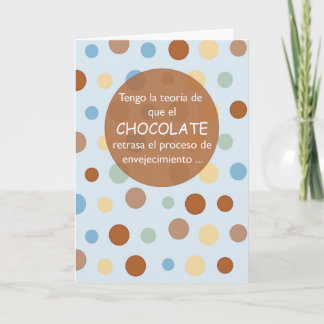 誕生日の老化のスペイン語、チョコレートユーモア カード