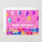 誕生日の背景とバルーン ポストカード (正面/裏面)
