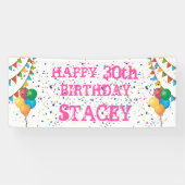 誕生日の至福:カスタマイズ可能な女の子のバナー 横断幕 (横)