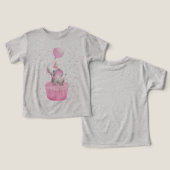 誕生日の至福:バルーンカップケーキ付き象 (デザイン正面&裏面)