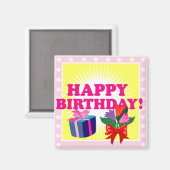 誕生日の花とプレゼント マグネット (正面/裏面)