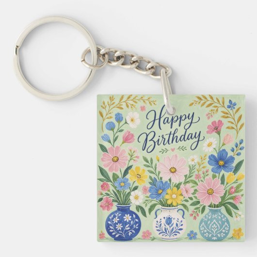 誕生日の花のトリオ キーホルダー (正面)
