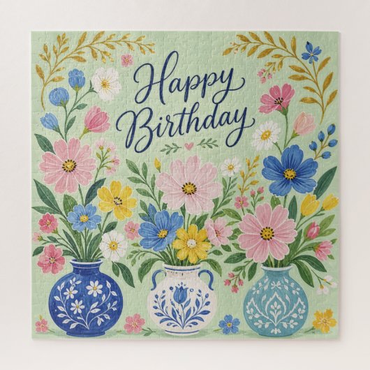 誕生日の花のトリオ ジグソーパズル (縦)
