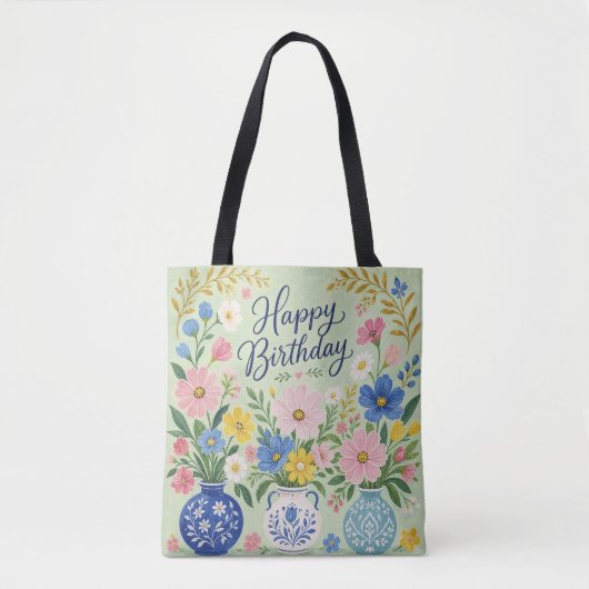誕生日の花のトリオ トートバッグ (正面)
