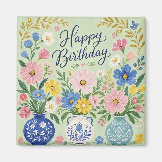 誕生日の花のトリオ マグネット (正面)