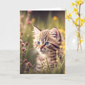 誕生日の花の子猫 カード (黄色い花)