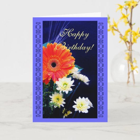 誕生日の花の花束 カード (黄色い花)