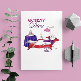 誕生日の花型女性歌手のバースデー・カード カード