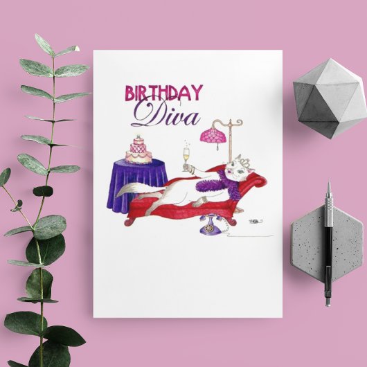 誕生日の花型女性歌手のバースデー・カード カード