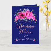 誕生日の花束と願い カード (黄色い花)