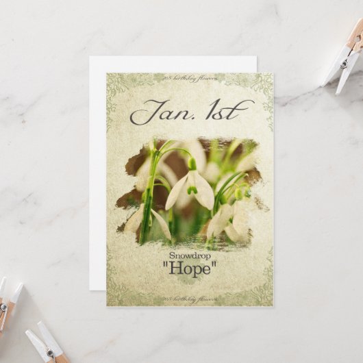 誕生日の花1月1日"Snowdrop" カード (正面/裏面インサイチュ)