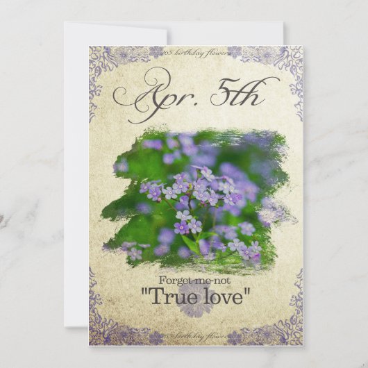 誕生日の花4月忘れ5日"me-not" カード (正面)