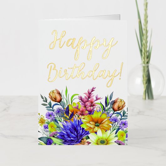 誕生日の花 箔グリーティングカード (正面)