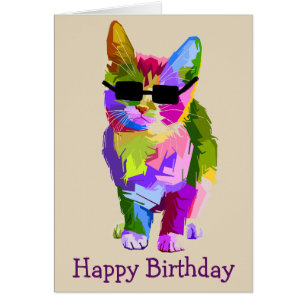 誕生日の芸術のカッコいいのポップアートの子猫猫