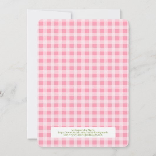 誕生日の茶パーティの招待状の小さな女の子のピンク2 招待状 (裏面)