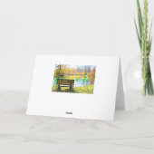 誕生日の落ち葉 紅葉の公園のベンチ 穏やか カード (裏面)