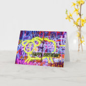 誕生日の落書きのヒツジ2 カード (黄色い花)