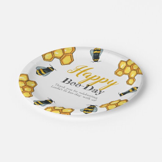 誕生日の蜂のテーマ1つの歳の子供のパーティー ペーパープレート (アングル)