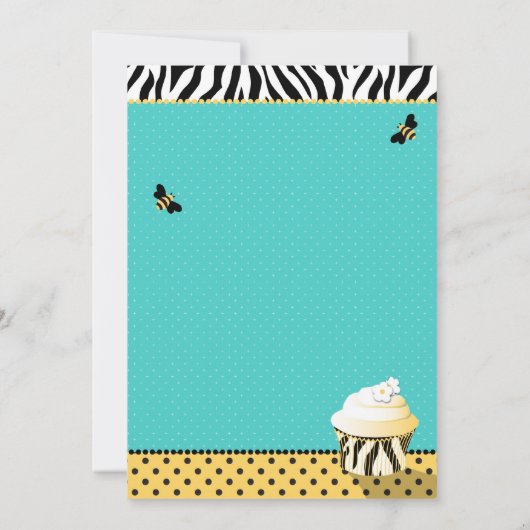 誕生日の蜂及びカップケーキの誕生日 カード (裏面)