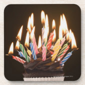 誕生日の蝋燭が付いているカップケーキ コースター (正面)