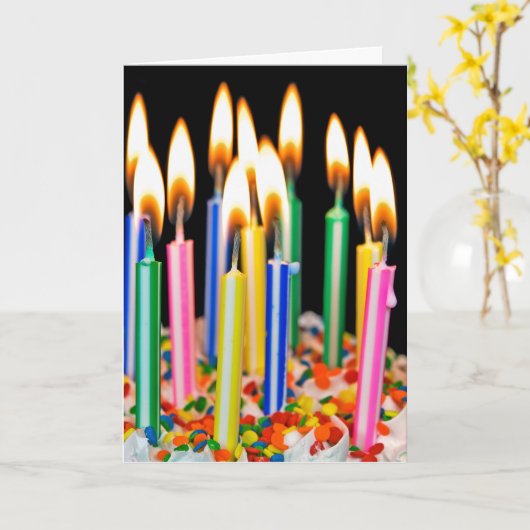 誕生日の蝋燭のユーモア カード (黄色い花)