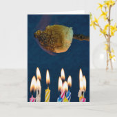 誕生日の蝋燭上の焙焼のマシュマロ カード (黄色い花)