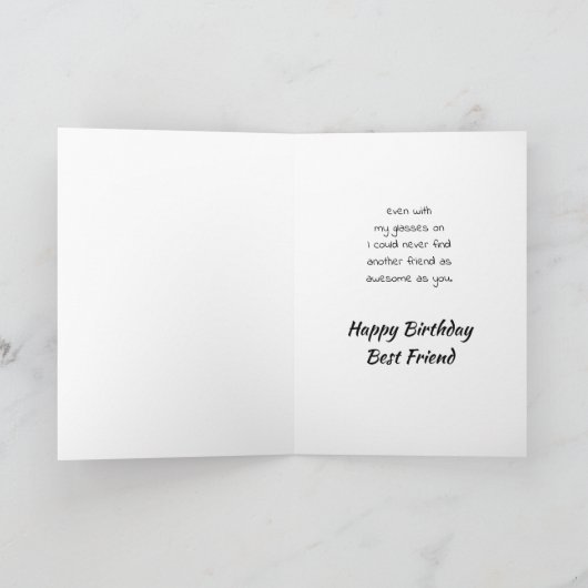 誕生日の親友は決して別の動物のおもしろいを見つけません カード (内部)