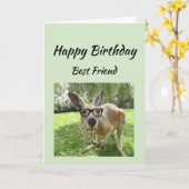 誕生日の親友は決して別の動物のおもしろいを見つけません カード (黄色い花)