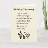誕生日の証言 – おもしろいハッピーバースデー詩 カード (正面)