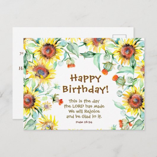 誕生日の詩篇118:24 主が造った日 ポストカード (正面/裏面)