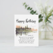 誕生日の詩篇1-3聖書の詩句 自然の水彩画 ポストカード (スタンド正面)