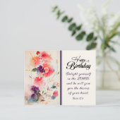 誕生日の詩篇37:4 主を喜べ ポストカード (スタンド正面)