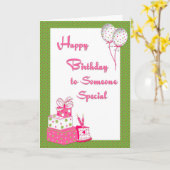誕生日の贈り物に風船のピンクと緑の点 カード (黄色い花)