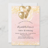 誕生日の赤い頬のゴールドグリッ 招待状 (正面)