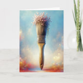 誕生日の赤ちゃんの息のペイントブラシ カード (正面)