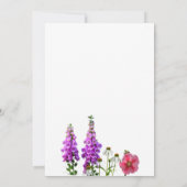 誕生日の野生の花ピンク紫色の白 招待状 (裏面)