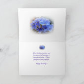 誕生日の青いアフリカバイオレット カード (内部)