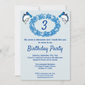 誕生日の青いサメとローズの花輪 招待状 (正面)