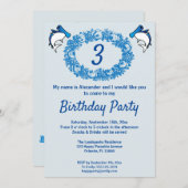 誕生日の青いサメとローズの花輪 招待状 (正面/裏面)