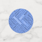 誕生日の青いタイポグラフィの名前の追加 コンフェッティ (スモール正面)