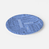 誕生日の青いタイポグラフィの名前の追加 ペーパープレート (アングル)