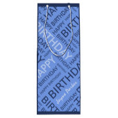 誕生日の青いタイポグラフィの名前の追加 ワインギフトバッグ (裏面)