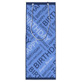 誕生日の青いタイポグラフィの名前の追加 ワインギフトバッグ (裏面)