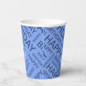 誕生日の青いタイポグラフィの名前の追加 紙コップ (右)