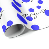 誕生日の青いドット（白） ラッピングペーパー (ロールコーナー)