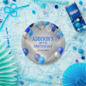 誕生日の青いバルーン ペーパープレート (パーティー)